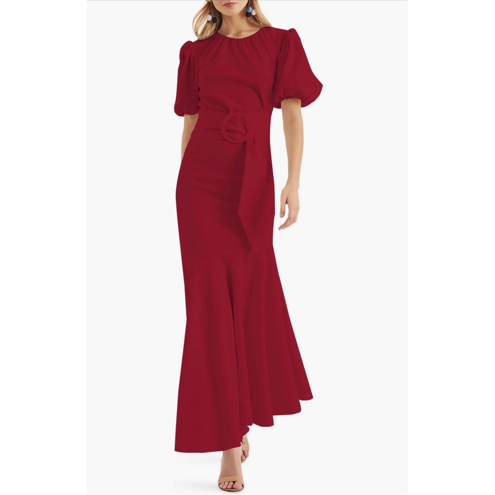 NWT Sachin & Babi‎ Camila Dark Red Asymmetric Hem Belted Dress Size 8 $650